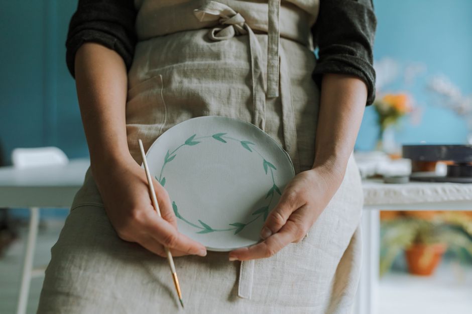 workshop plate and painting